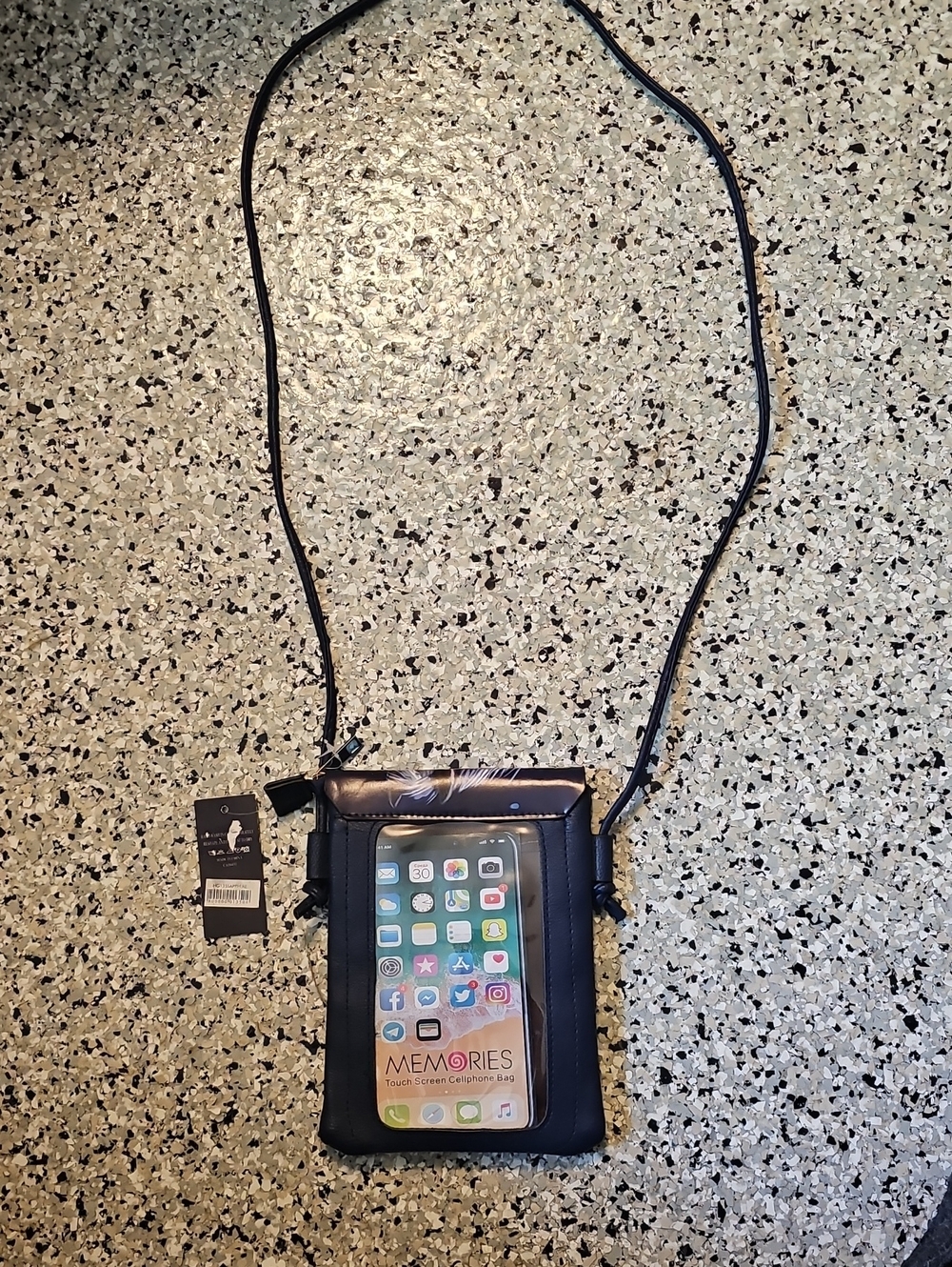 NWT Memories Touch Screen Cellphone Bag Navy with horse design.